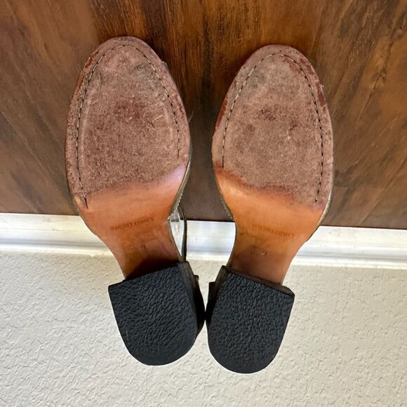 RACHEL COMEY Coppa Heeled Sandals Open Toe in Distressed Metallic Gold - Picture 9 of 11